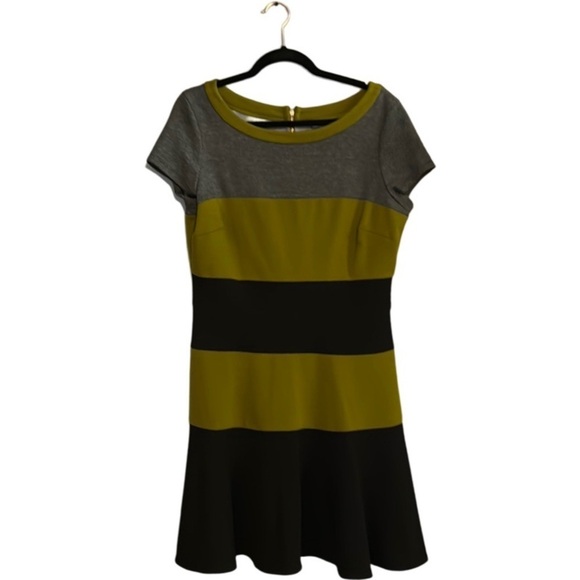 Gabby Skye Women's Gray/Green/Black Color Block  Fit & Flare Dress size 12 - Picture 1 of 5